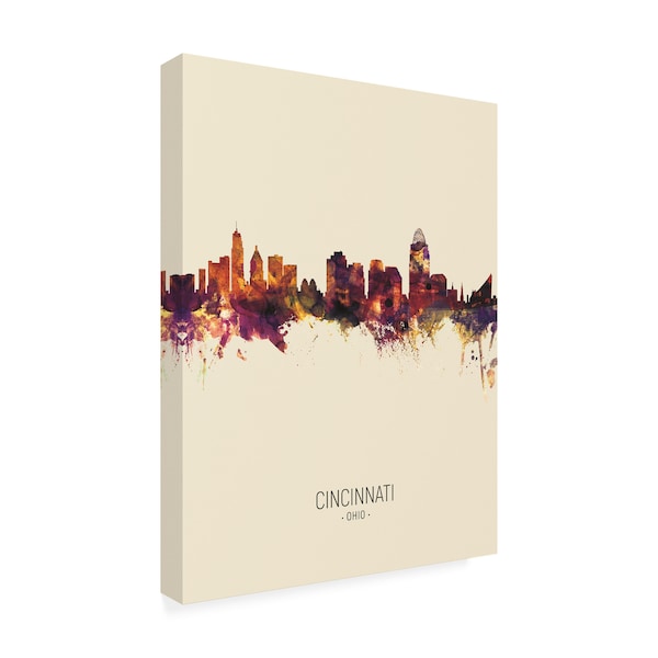 Michael Tompsett 'Cincinnati Ohio Skyline Portrait III' Canvas Art,18x24